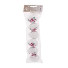 ZÁVES VAJÍČKA BIELE S KVETMI S/6 PLAST 6CM  - Plastové vzorované | FLORASYSTEM