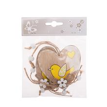 ZÁVES SRDCE, VTÁČIK NAT/ŽLT DREVO S/2 8*8CM - FLORASYSTEM