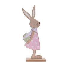 ZAJAČICA NA PODSTAVCI S VAJÍČKOM DREVO FIAL. 12,5x5x31CM - FLORASYSTEM