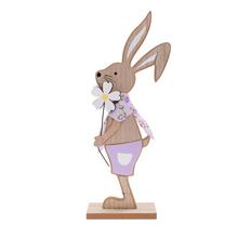 ZAJAC NA PODSTAVCI S KVETOM DREVO FIAL. 15,5x5x30CM - FLORASYSTEM