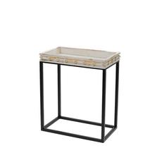 459FL/S STOLÍK HRANATÝ BIELY DREVO/KOV S 34*20*41CM - FLORASYSTEM