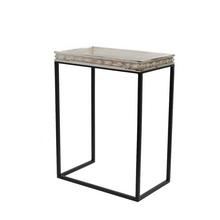 459FL/S STOLÍK HRANATÝ BIELY DREVO/KOV M 40*25*50CM - Mini nábytek | FLORASYSTEM