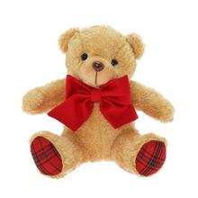 MEDVEĎ SEDIACI BL.HNEDÝ, ČERVENÁ MAŠĽA TEXTIL 20CM - Figurky textil | FLORASYSTEM