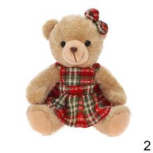 Medveď sediaci v karo oblečení, 20 cm.