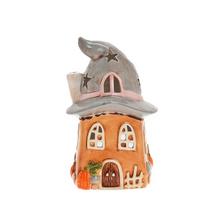 DOMČEK NA ČAJOVKU SIV/HNE KERAM. 12,5*13,5*21,7CM - Domek | FLORASYSTEM