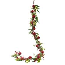 GIRLANDA ČEČINA, ZELEŇ, ČER. JABLKA, BOBULE 150CM - FLORASYSTEM