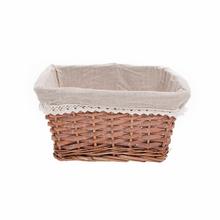 PRÚT. KOŠÍK OBDĹŽNIK ŠEDÝ BIELA LÁTKA 28x23x15CM - Koše, košíky s plátnem | FLORASYSTEM