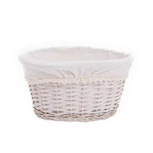 PRÚT. KOŠÍK OVÁL BIELY BIELA LÁTKA 29x23x15CM - Koše, košíky s plátnem | FLORASYSTEM