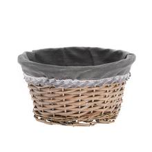 PRÚT. KOŠÍK OVÁL ŠEDÝ ŠEDÁ LÁTKA 29x23x15CM - FLORASYSTEM