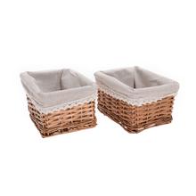 Sada obdélníkových košíků s látkovým vnitřkem v hnědé barvě.