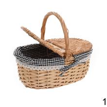 Prúty piknikový košík oválny tmavo hnedý s rúčkou.