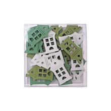 DREVENÉ OZDOBY DOMČEK BIE/ZEL S/24 9*9*2CM - Mix barev | FLORASYSTEM