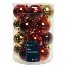 Vianočné guľe v lesklej a matnej červenej a zlatej farbe, priemer 6 cm.