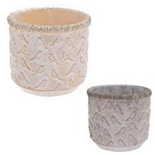 SUPER CENA OBAL CEMENT OKRÚHLY VTÁČIK 11,5X11,5X10CM - Květináč, obal keramický | FLORASYSTEM