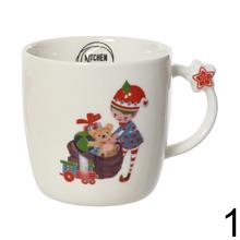 Porcelánové šálky s vianočnými motívmi, 2 rôzne dizajny.