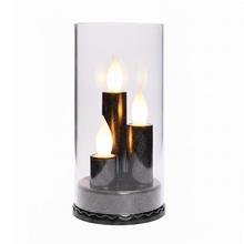 Čierne LED sviečky v sklenenom obale.