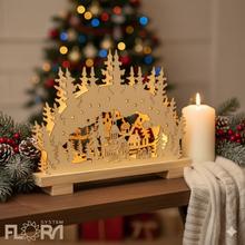 Vianočná krajinka z bieleho dreva s LED osvetlením.