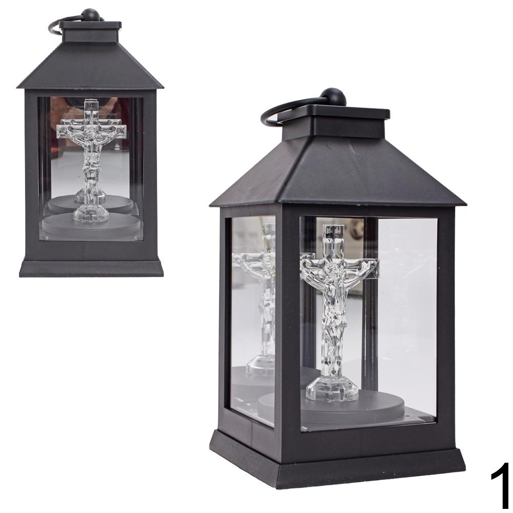 LED lucerna kříž bílá a černá