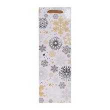 AGB2013504 TAŠKA darč.V37x12+10cm Metallic snowflakes bottle - Taška na fľašu 36x12x8cm | FLORASYSTEM