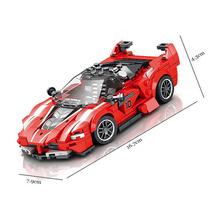 Červený kabriolet super športového auta z technických blokov.