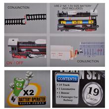 Sada vlakov s 19 kusmi, vrátane lokomotívy a vagónov.