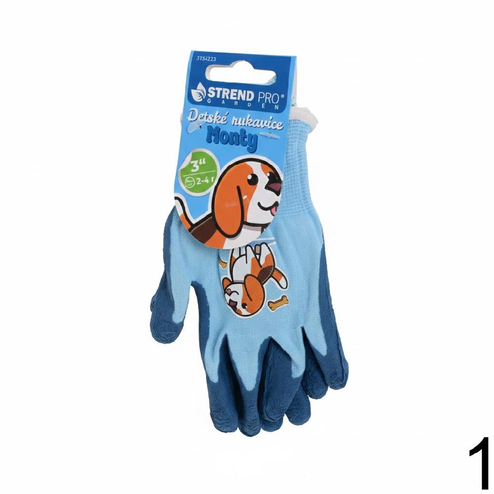 Dětské rukavice Strend Pro mix v žluté a modré barvě.