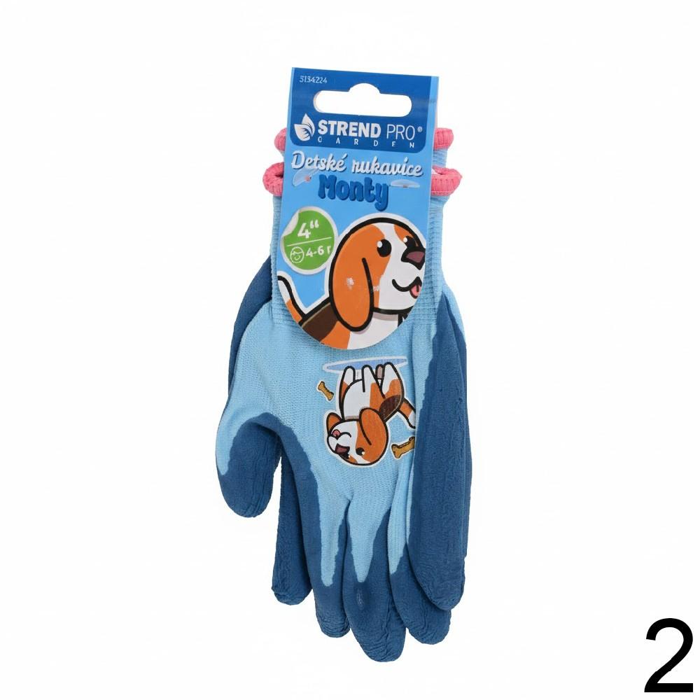 Dětské rukavice Strend Pro mix v žluté a modré barvě.