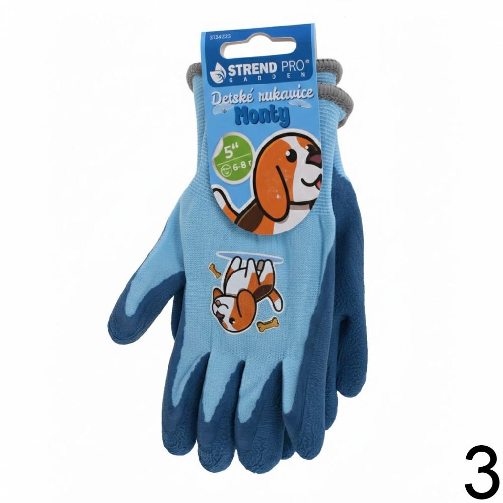 Dětské rukavice Strend Pro mix v žluté a modré barvě.