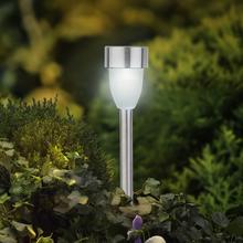 Solárny zápich z nerezovej ocele s LED osvetlením.