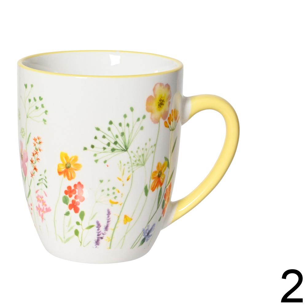 Porcelánový hrníček s barevným okrajem a uchem, 2 různé designy.