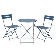 Stôl záhradný stoličky2 modrý Vonkajšia oceľová súprava Helsingborg D.60cm H.71cm - Nábytek | FLORASYSTEM