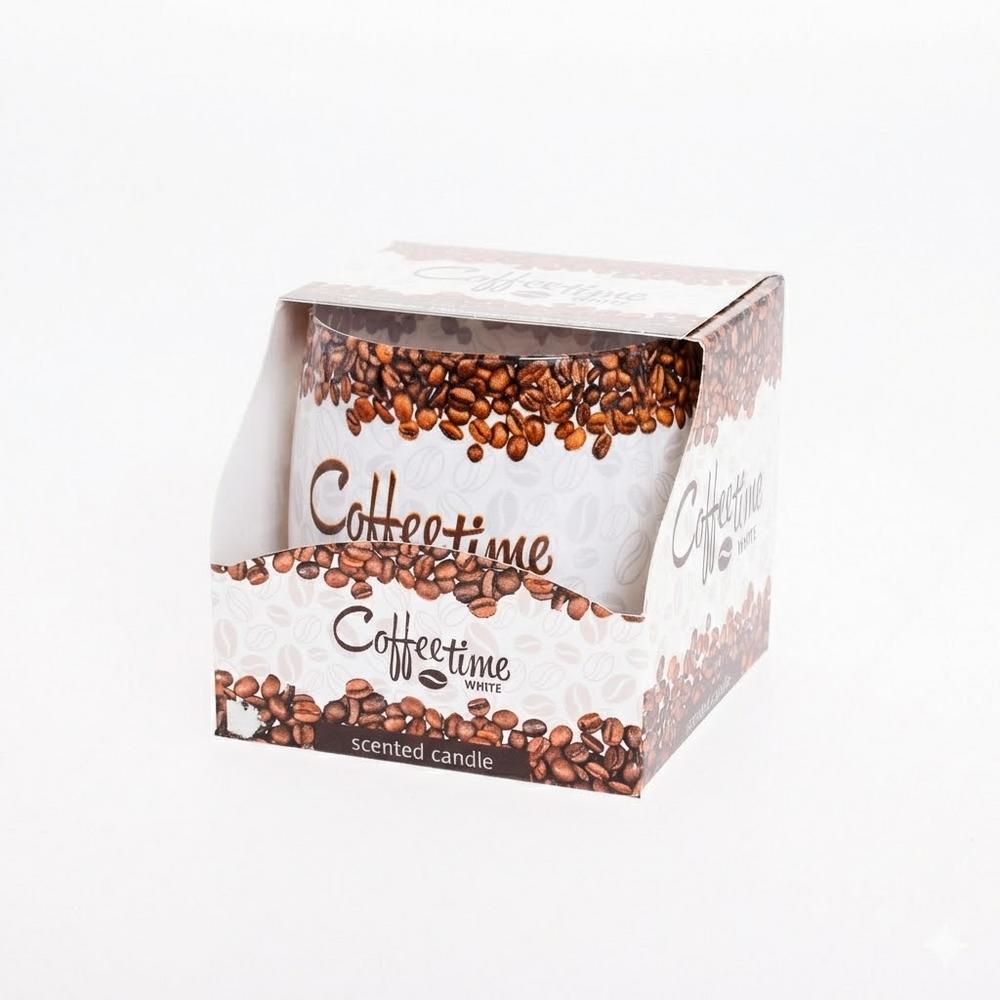 Vonná svíčka Coffe White ve skleněném obalu.