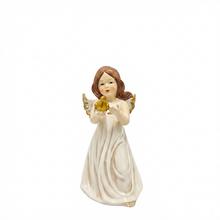 ANJEL S VTÁČIKOM BIE/ZLA PORC. 10,6*9,3*17,4CM - Bílý | FLORASYSTEM