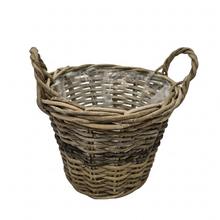 Kôš s uchom kubu ratan sivý pr.30x23cm - Proutené obaly | FLORASYSTEM