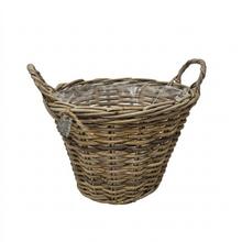 Kôš s uchom kubu ratan sivý pr.35x25cm - Proutené obaly | FLORASYSTEM