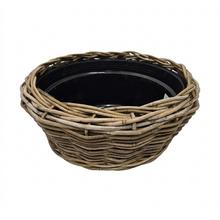 486FL/S Kôš kubu ratan/plas. vklad guľa sivý pr.38/19cm - Proutené obaly | FLORASYSTEM