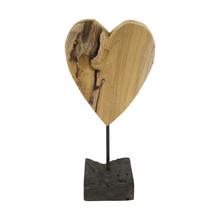 Srdce z teakového dreva na stojane 35x16,5x10cm - Dřevěné dekorace | FLORASYSTEM
