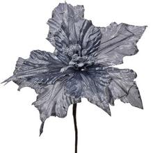 Umělá květina Poinsettia v šedé barvě.