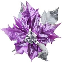 Fialová umělá poinsettia s klipem.