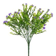 Umělá květina fialová s listy, 27 cm