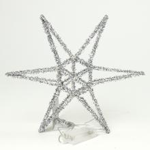 Stříbrná vánoční hvězda s 20 LED světly.
