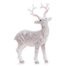 Bílý glitrový jelen s parohy.