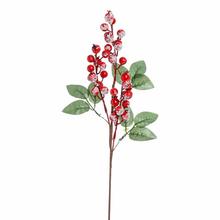 Umělé květiny s červenými bobulemi a zelenými listy, 43 cm.