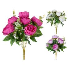 Kytice pivoňky s drobnými květy a zelení, 45 cm.