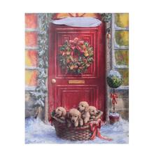 Vánoční papírová taška se štěňaty