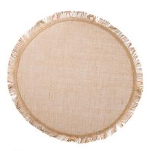 Jutová prostírání s třásněmi, průměr 40 cm.