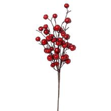 Umělá větev s červenými lesklými plody, 40 cm.