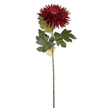 Umělá chryzantéma v bordové barvě s dlouhým stonkem.