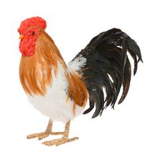 Slaměný kohout s peřím, přírodní dekorativní prvek.