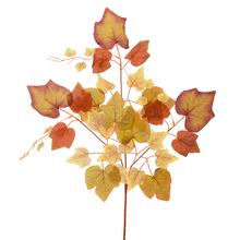 Umělý podzimní list v zelené a oranžové barvě, 66 cm.